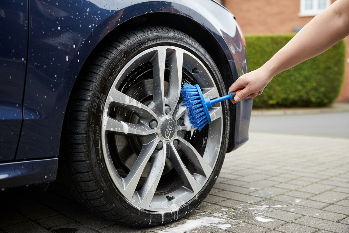 Tyre Brush on Alloy Wheel