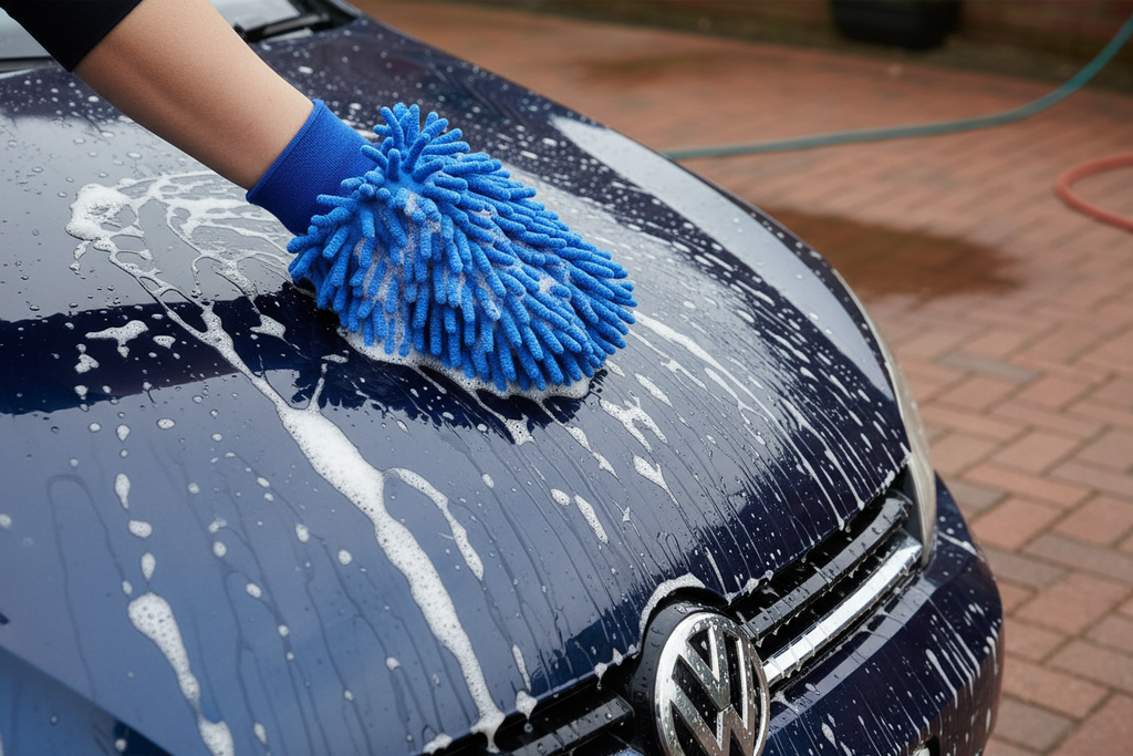 Wash Mitt on Bonnet